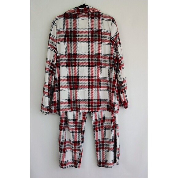 Sleep Sense Cabernet Women's Soft Flannel Pajama Set Long Sleeve Red Plaid Large - Picture 2 of 7